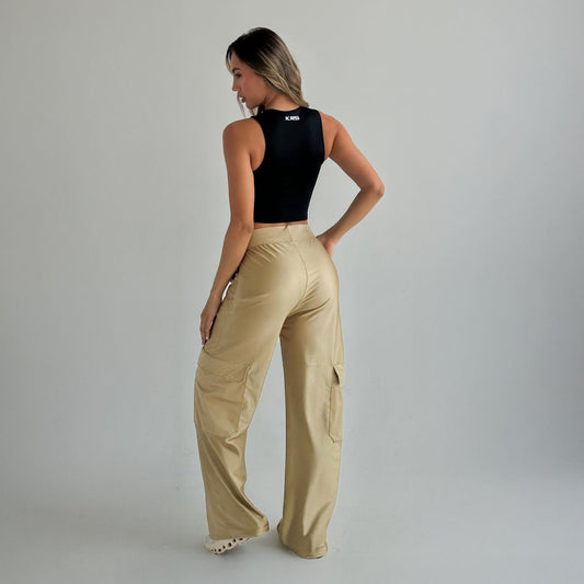 Pantalon cargo dorado