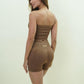Conjunto short seamles brown