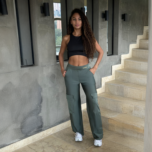 Pantalon cargo verde militar